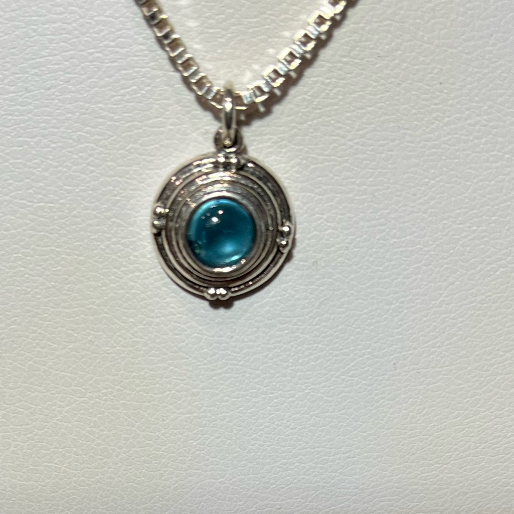 New .925 Sterling Designer Blue/Gray Tourmaline Pendant